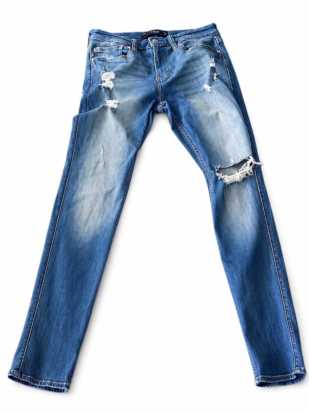 Hollister Men's Slim Straight Distressed Light Blue Jeans